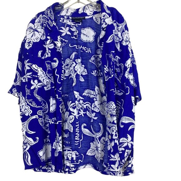 CounterParts Hawaiian Blue Floral Short Sleeve Top Size Large - Picture 2 of 9